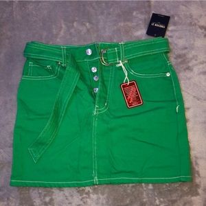 Forever 21 green mini jean skirt